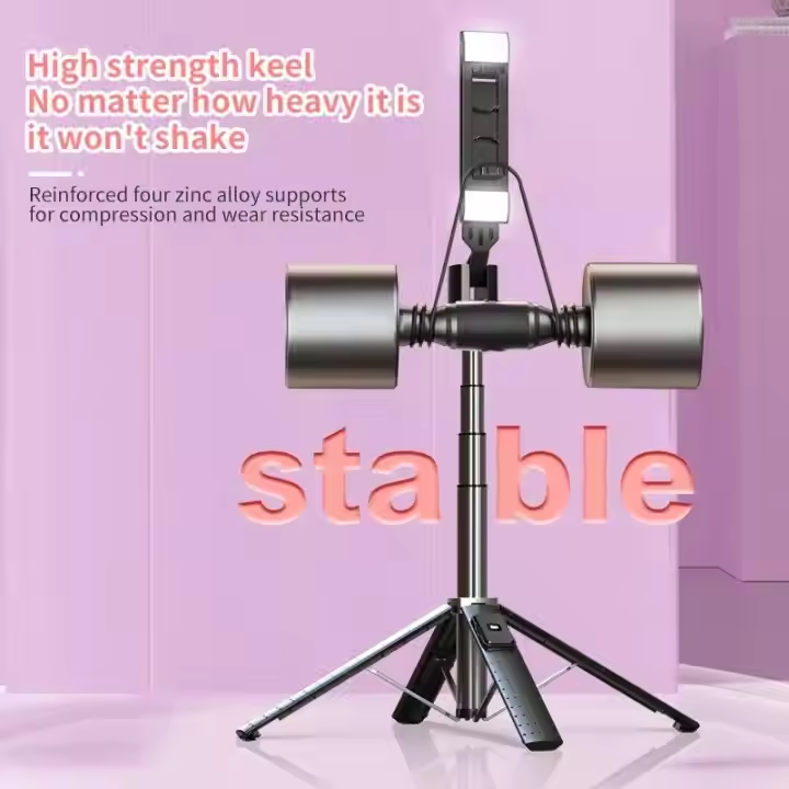 Phone Tripod Stand Remote Control 360 Rotation Flexible Selfie Stick 3 In 1 Portable With Ring Light