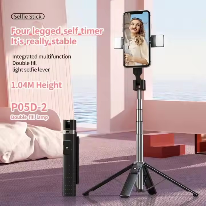 Phone Tripod Stand Remote Control 360 Rotation Flexible Selfie Stick 3 In 1 Portable With Ring Light