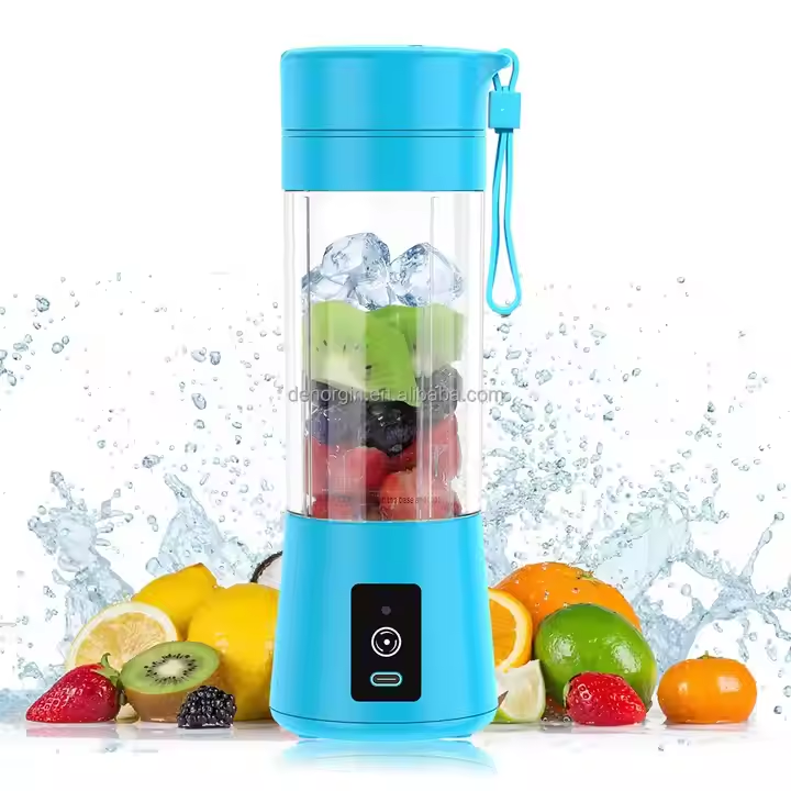 Portable Mini USB Rechargeable Personal 4-Blade Electric Fruit Extractor Juice Blender Cup for Home Sports Outdoors Orange, Lemon, Citrus, Grapefruit