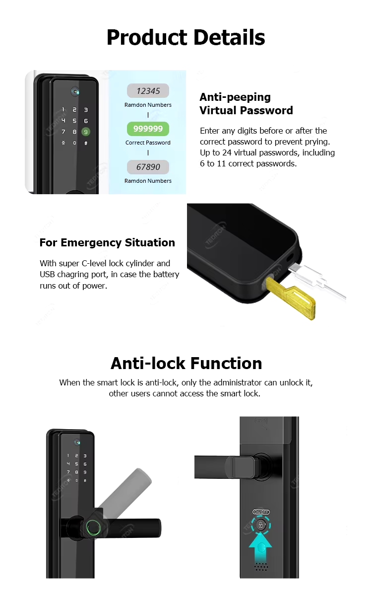 Wifi Smart Door Lock With Camera Doorbell (4)