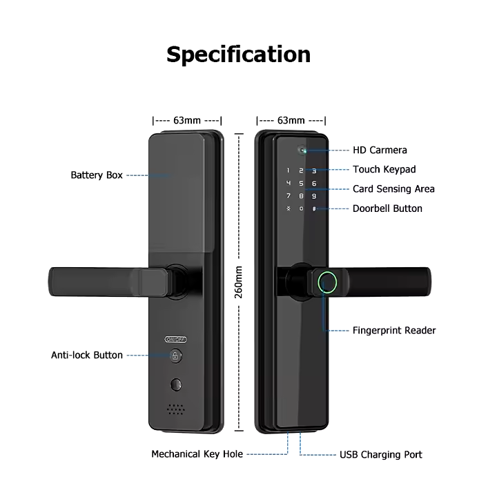 Wifi Smart Door Lock With Camera Doorbell for Home